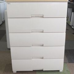 高さ104㎝ Fits 5段 プラチェスト ウッドトップチェスト 幅75㎝ 衣類収納 フィッツ 天馬 木製天板 ホワイト 札幌 北20条店の画像