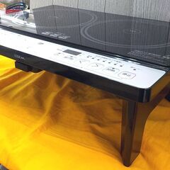 ヤマゼン 2口 IHクッキングヒーター 2023年製 脚付き KES-WL1456E ブラック IH調理器 西岡店の画像