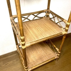 昭和レトロ アーチ ラタンラック シェルフ 飾り棚 ディスプレイ 籐家具 3段の画像