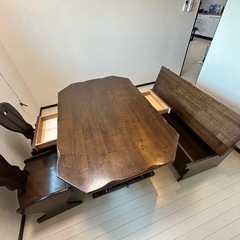 アンティーク　ダイニングテーブルセット　収納家具　家具　家電　ビンテージ　の画像