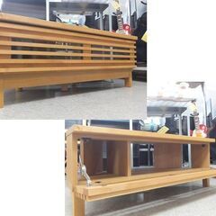 コーナーテレビ台 幅100cm 格子 TV台 大川家具 アルダー材 ナチュラル テレビボード 収納家具 ☆ 札幌市 北区 屯田 の画像