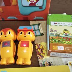 こどもちゃれんじ　未使用ワーク／ちゃれんじえんごっこ／なりきりおみせやさんごっこ／はてなくん２体／レストラン／かずのドーナツや等の画像