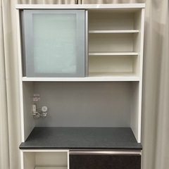 KI-41【新入荷　リサイクル品】松田家具　クローチェDGY メラミンシート　オープンキッチンボード　白×グレーの画像
