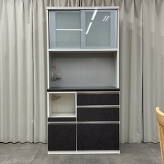 KI-41【新入荷　リサイクル品】松田家具　クローチェDGY メラミンシート　オープンキッチンボード　白×グレーの画像