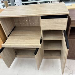 リユースのサカイ栃木店★ジモティ割あり★  レンジ台 ベージュ W90×D41×H90.5 クリーニング済み TC10860の画像