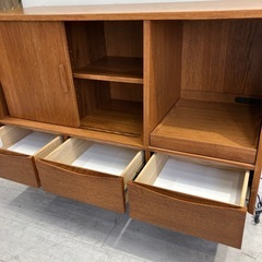 ライティングビューロー 2枚扉 フラップ 扉 木製 ブラウン【トレファク