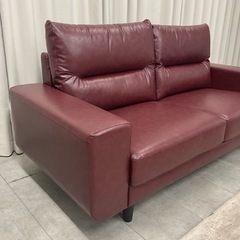 KI-42【新入荷　アウトレット品】ルビー　PVC 3シーターソファ　ワイン色の画像