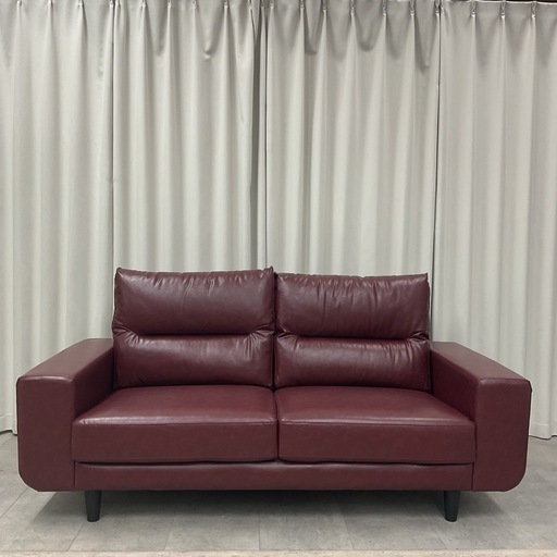 KI-42【新入荷　アウトレット品】ルビー　PVC 3シーターソファ　ワイン色