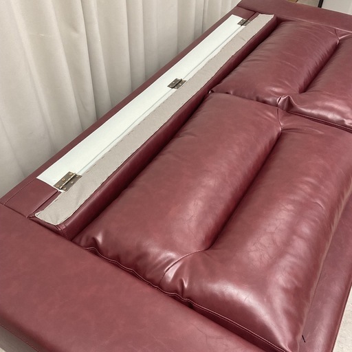 KI-42【新入荷　アウトレット品】ルビー　PVC 3シーターソファ　ワイン色