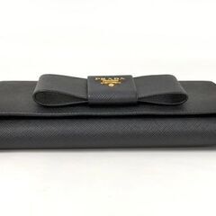 A-237【リユースのサカイ野々市店】PRADA 二つ折り長財布 パスケース付き サフィアーノレザー ブラック 1MH132の画像