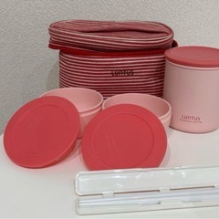 一回使用-ランタスYSステンレス保温ランチボックス バッグ箸弁当箱３個セット付の画像