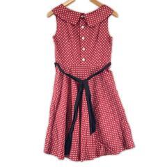 美品 STRAWBERRYFIELDS ストロベリーフィールズ 水玉 春夏 SS ワンピース コットン/ポリエステル レッド レッド レディース【古着】【中古】の画像