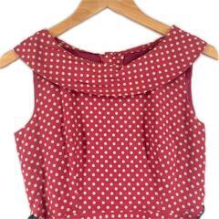 美品 STRAWBERRYFIELDS ストロベリーフィールズ 水玉 春夏 SS ワンピース コットン/ポリエステル レッド レッド レディース【古着】【中古】の画像
