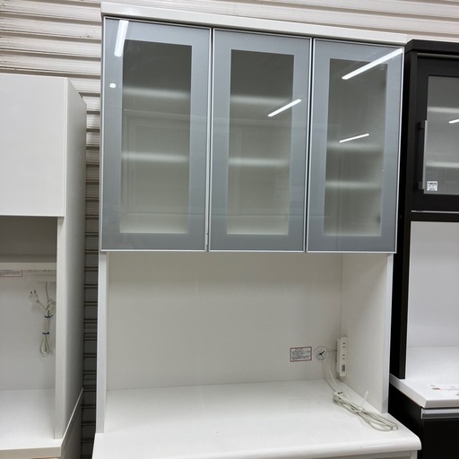 レンジボード　3枚扉　ホワイト×シルバー【トレファク堺福田店】