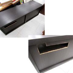 テレビボード 幅120×奥行39.5×高さ39.5cm 引出し付き ソフトクローズ ダークブラウン系 テレビ台 TVボード AVボード ローボード 収納家具 苫小牧西店の画像