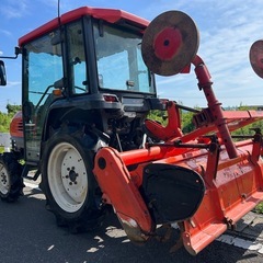 クボタ トラクター　22馬力 4WD 446h 逆転　AD倍速 自動水平 自動深耕 パワステ キャビン　耕幅 1500mm クイックヒッチ KT22F ディーゼル ポンパ モンロー 耕運 畝立て 畑　KingEye　宮崎 簡易始動動画ありの画像
