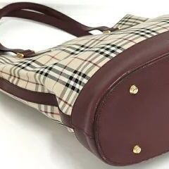A-240【リユースのサカイ野々市店】BURBERRY トートバッグ ノバチェック キャンバス レザー ベージュ ボルドーの画像