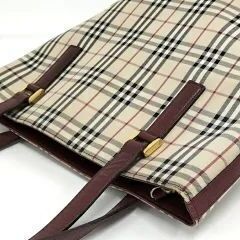 A-240【リユースのサカイ野々市店】BURBERRY トートバッグ ノバチェック キャンバス レザー ベージュ ボルドーの画像
