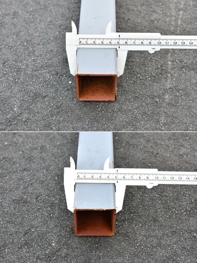 ≪NX024ジ限≫ 中古 カラー角パイプ 長さ6ｍ 1本 50mm×50mm 厚さ2.3mm？ スチール/鉄 現状品