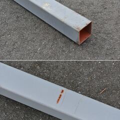 ≪NX024ジ限≫ 中古 カラー角パイプ 長さ6ｍ 1本 50mm×50mm 厚さ2.3mm？ スチール/鉄 現状品の画像