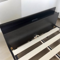 シングル　すのこベッド　ブラック　ベッドボード付き　組み立て式　フレームのみの画像
