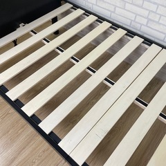 シングル　すのこベッド　ブラック　ベッドボード付き　組み立て式　フレームのみの画像
