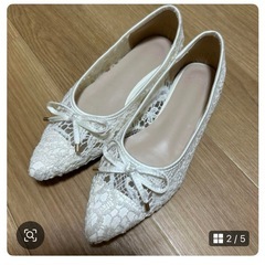 美品　ホワイトレースポインテッドトゥパンプスの画像