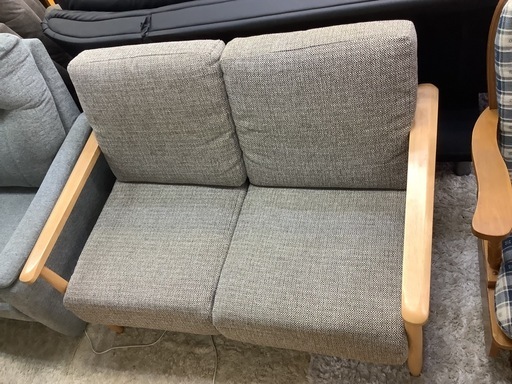 【リサイクルサービス八光】幅127cm　ニトリ　2人掛け布張りソファ（マイスBE/MBR）