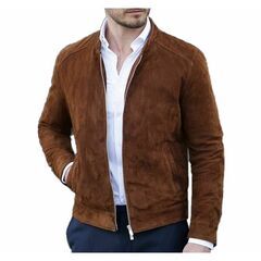 ヤギスエード革・ファスナー付きジャケット Goat Suede Leather Jacket with Zipperの画像