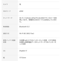 2025最新モデルiPad Pro（M4） 11インチ2TB SIMフリーの画像