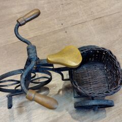 アイアン 三輪車 オブジェ かご付き 置物 小物入れ 籠 カゴ　/TJ-2584 2Fの画像