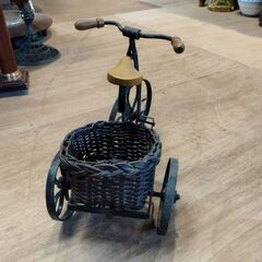 アイアン 三輪車 オブジェ かご付き 置物 小物入れ 籠 カゴ　/TJ-2584 2Fの画像