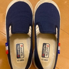 Puchipio ネイビー 幼児シューズ17.0 EEの画像
