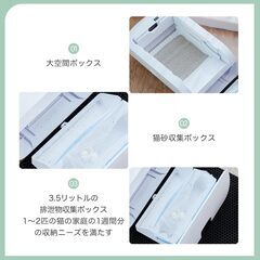 Gulcircle 猫 トイレ 猫トイレ 自動:自動ネコトイレ 内蔵バッテリー付き 飛散防止 自動清掃 組立しやすい 超大型空間 日本語説明書付き 安全センサー付きの画像
