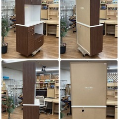 ジモティー限定価格！S166 ⭐ キッチンボード 食器棚 コンパクト カウンター低め 幅89.5cm USEDの画像