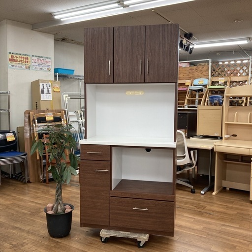 ジモティー限定価格！S166 ⭐ キッチンボード 食器棚 コンパクト カウンター低め 幅89.5cm USED