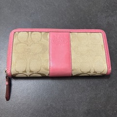 COACH コーチ レザー長財布 F51770 ベージュ ピンク/ベージュの画像