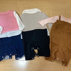 女の子　80センチ　長袖ロンパース　半袖　スリーパー　うさポンチョの画像