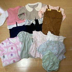 女の子　80センチ　長袖ロンパース　半袖　スリーパー　うさポンチョの画像