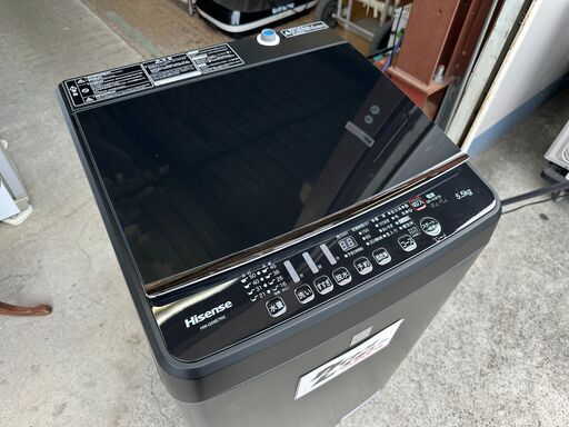 【動作保証あり】Hisense Keyword 2021年 HW-G55E7KK 5.5kg 全自動洗濯機 ガラスフタ【管理KRS806】