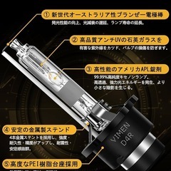 新品！VIMEN ヘッドライト D4R HID バルブ 純正交換用 6000K HIDバルブ HIDライト 35W 12V 車用 HID 電球 2個入の画像