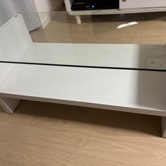 ぼん家具 センターテーブル 強化ガラス 棚付 木製  の画像