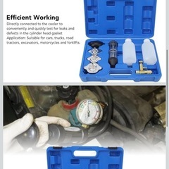 ヘッドガスケットリークテスターキット、8個のCO2シリンダーヘッド漏れ検出器燃焼テストセット、キャリーボックス付き、自動車用冷却CO2システムテスターの画像