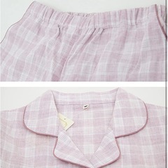 ルームウェア ダブルガーゼ ゆったり ナイトウェア ロングパンツ 長袖 吸汗 速乾 通気 肌に優しい レディースパジャマ 上下セットの画像