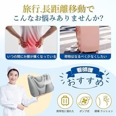 腰枕 クッション 腰痛対策 軽量 携帯用 背もたれ 車 飛行機 グレーの画像