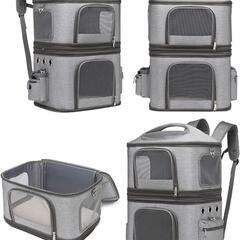 ペット用キャリー 猫 2匹 リュック 分離可 キャリー 2層 背面メッシュの画像