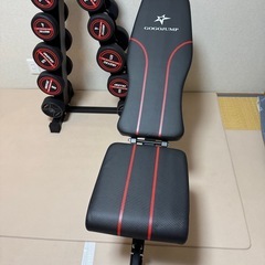 無料IROTEC ダンベルセット （5ペア・10本）＋スタンド、トレーニングベンチ付き の画像