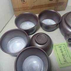 四日市 萬古焼 川水造 茶器　急須 湯呑 5個 セットの画像