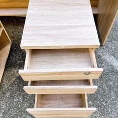 LOWYA  デスク パソコンデスク 机 セット オフィス 収納 キャビネット シンプル おしゃれ 学習机 勉強机 引出し付 木目の画像