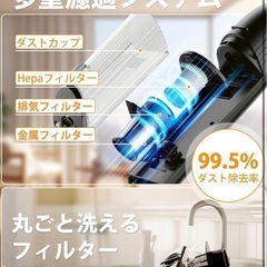 掃除機 コードレス 25000Pa超強力吸引 0.7kg超軽量40分連続稼働の画像
